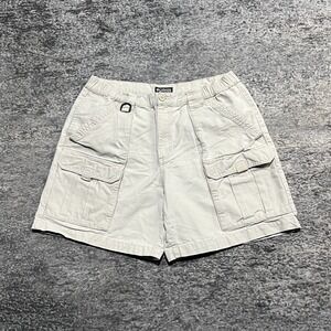 Columbia PFG Cargo Shorts Stretch Waist Mens 34 Ivory Cream Hiking Fishing